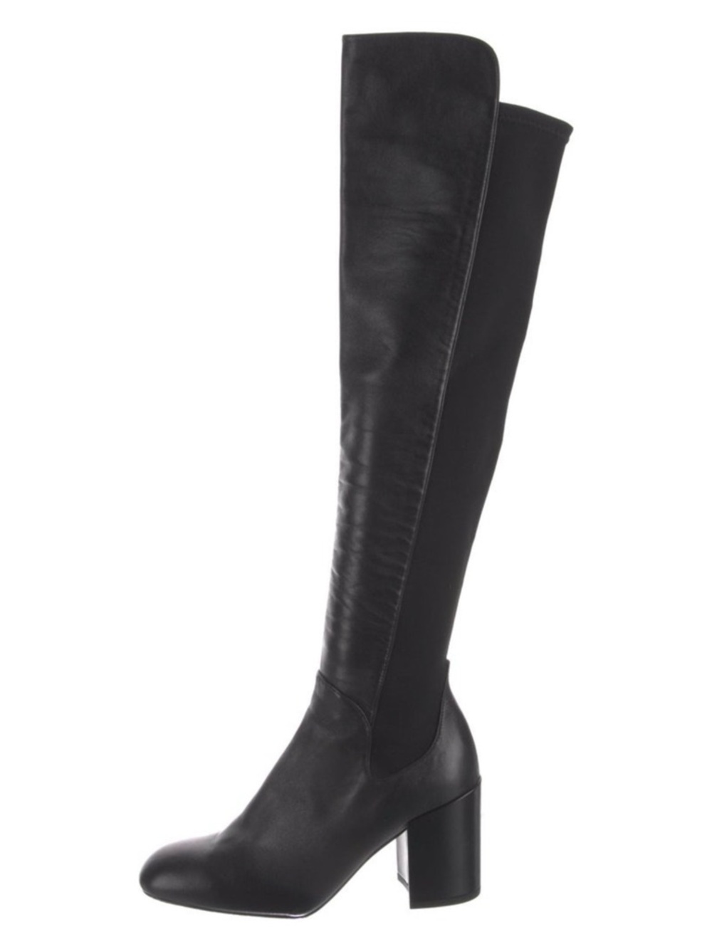 STUART WEITZMAN Black Over-The-Knee Round-Toe Heeled Stretch Boots - Size 10M